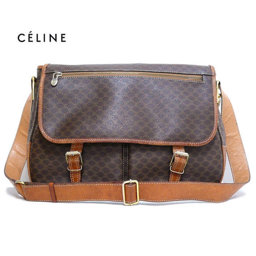 Celine Macadam Pattern Messenger Bag Shoulder Bag Brown